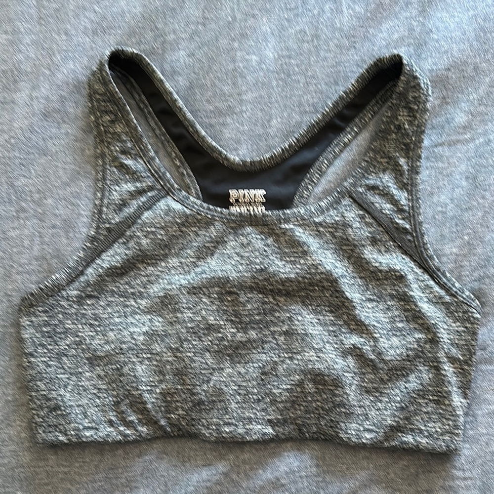 PINK Victoria's Secret Gray Racerback Sports Bra